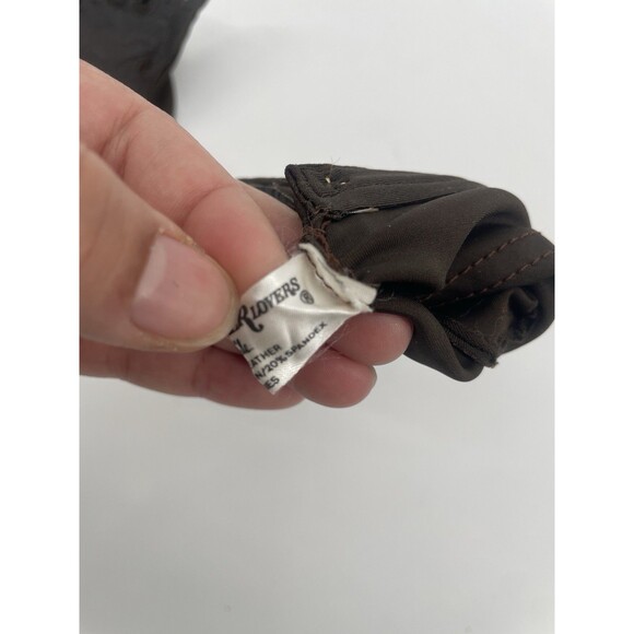 VTG 80s Leather Black Nylon Spandex Gloves Stretch Winter Driving Finale OS - Picture 8 of 9